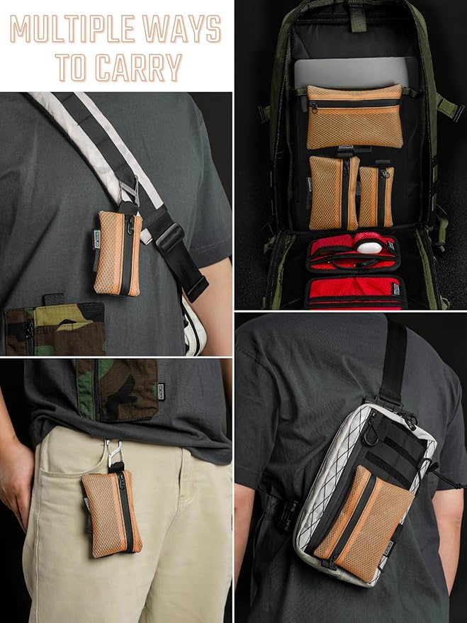 TACTICAL GEEK Storage A5 EDC Storage Pouch Set, Molle EDC Gadget Pouch, Multi-Functional Utility Small Tool Pocket for Daily Carry (Orange)