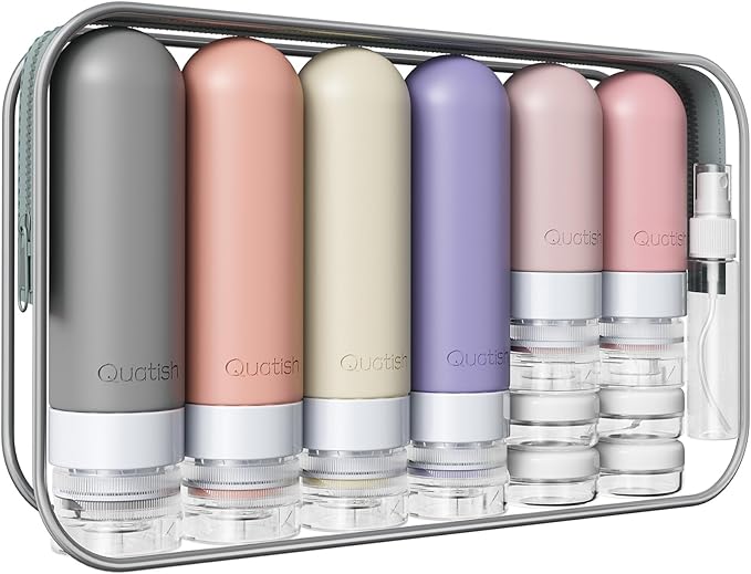 20 Pack Travel Bottles for Toiletries, Original Patented, TSA Approved Travel Size Containers, Leak Proof Silicone Shampoo and Conditioner Bottles Women & Men, Airplane Cruise Essentials, DustyPink