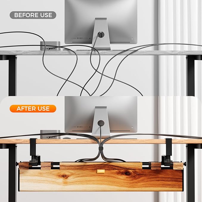 Cable Management Tray Under Desk , 38" No Drill Cable Organizer with Clamp/Screw Mount,Wire Cord Organizer for Table, Cable Tray for Office, Home