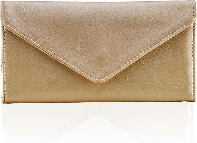 Slim Womens Wallets with Credit Card Slots, Long Envelope Style Anti Theft with 2 ID Windows, Coin Pocket, Champagne