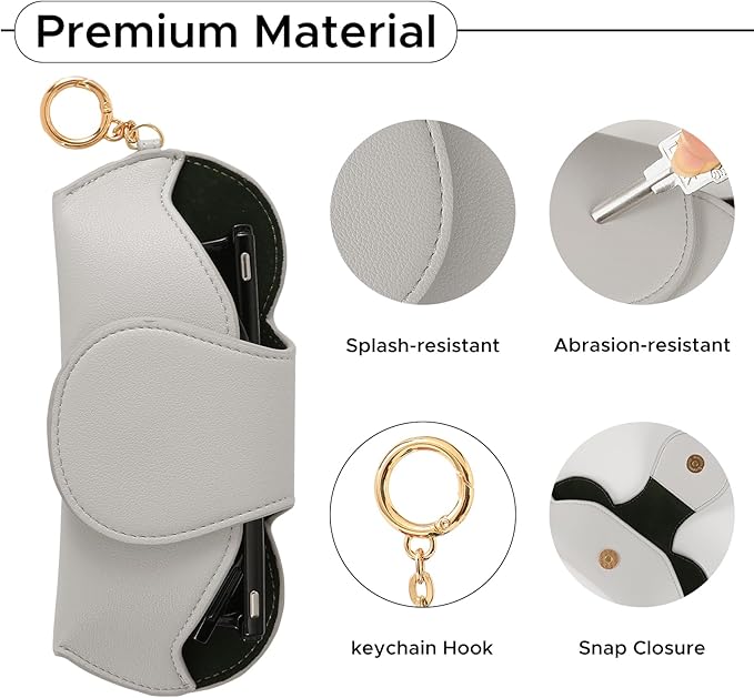 KINIVA Sunglasses Holder for Car Visor Faux Leather Glasses Case with Detachable Clips for Car Visor Automotive & Travel