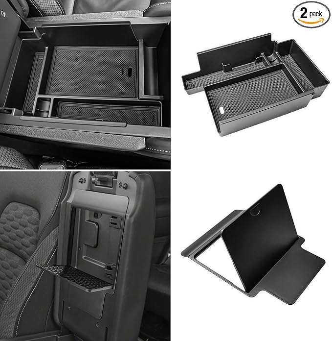 HGWEI 2Pcs Center Console Organizer Compatible with Nissan Pathfinder 2022-2026 And Hidden Organizer Box Accessories Secret Compartment Armrest Hidden Storage Insert Tray, Black