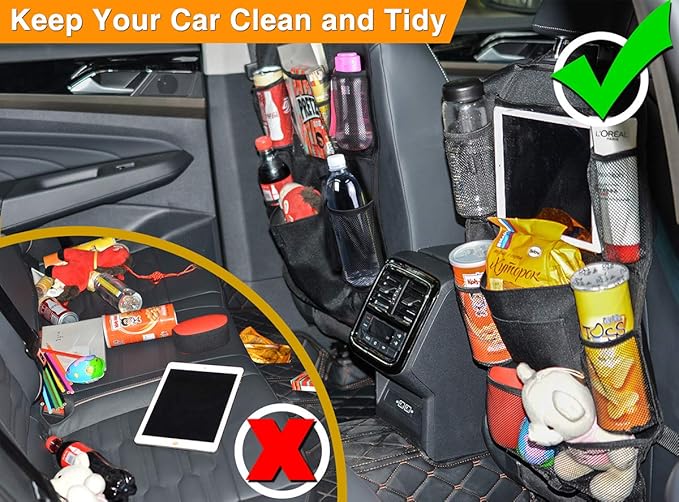 Backseat Organizer for Kids with USB/Headphone Hole - 2 Pack
