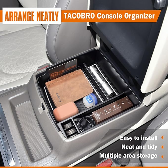 TACORBO Center Console Tray Compatible with Kia Carnival 2026 2025 2024 2023 2022 Accessories Insert Tray, KA4 MPV Armrest Secondary Storage Box, White Trim