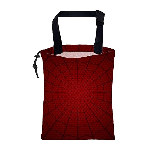 Car Garbage Bag Red Spider Web Drawstring Car Trash Bag Hanging for Back Seat with Adjustable Buckle Canvas Vehicle Trash Can Easy-to-Install
