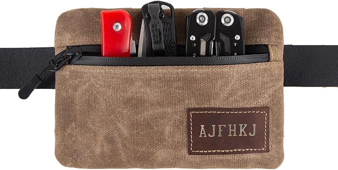 Belt Pouch for Men Women,Compact Zipper EDC Pouch,EDC Wallet Bag,Small Belt Bag Waist Pack Pouch Fanny Pack for EDC Gadgets Hiking,Anti-Theft Pickpocket Proof Pocket Pouch,Water Resistant,Waxed Canvas