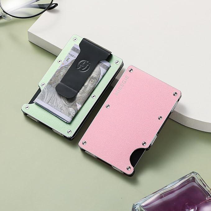 Minimalist Magnetic Wallet for Women, Compatible with MagSafe Wallet with Money Clip, Rfid Blocking Metal Card Holder, Slim Wallet Compatible with iPhone 16/15/14/13/12 Series - Grass Green