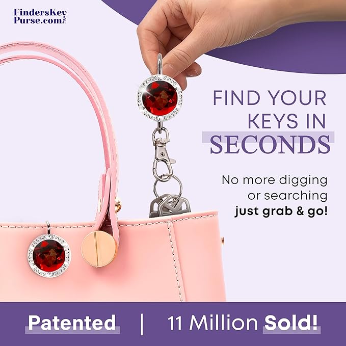 Women’s Bag Charm Key Finder, Car Keychain Hook, Cute Purse Organizer & Tote Bag Accessories, Gifts for Mom - Gems