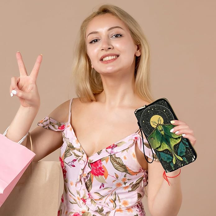 Wristlet Wallet for Women, RFID Blocking Phone Wallet, Large Capacity Zip Around Clutch, Fits iPhone 15 Pro Max, Travel Organizer Purse
