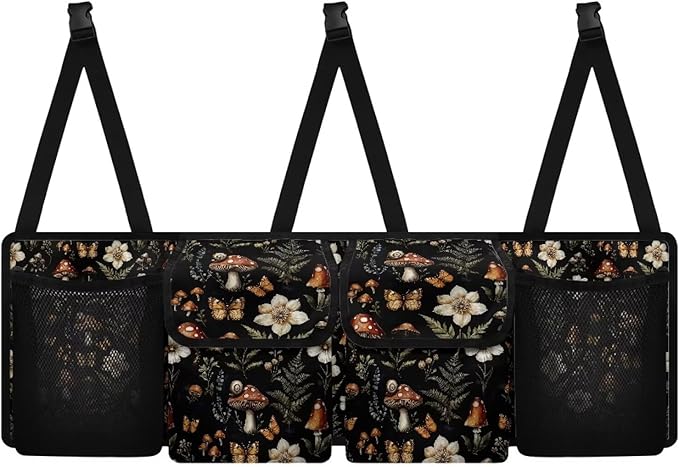 Mushroom Car Trunk Organizer and Storage,Flower Backseat Hanging Organizer for SUV,Truck,Van Collapsible Cargo Storage Bag,Car Interior Accessories Road Trip Adjustable Strap