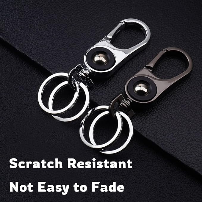 Key chains men, Car Key Chain, Heavy Duty key fob holder with 2 Key Rings, Gunmetal