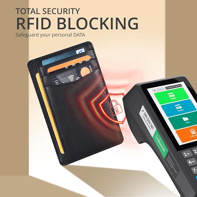 Oak Leathers Leather Slim Minimalist Wallet for Men & Women RFID Front Pocket Leather Card Holder Wallets (Nappa Black)