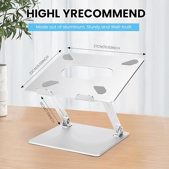 Laptop Stand for Desk, Ergonomic Aluminum Laptop Stand Adjustable Height, Foldable Laptop Riser for 10-17 Inchs Laptop(Gold)
