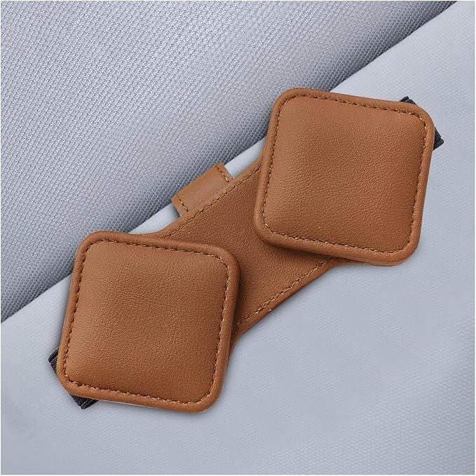 Sunglass Holder for Car Visor, Magnetic Leather Glasses Eyeglass Clip, Car Hanger Mount Ticket Card Clip, Auto Visor Organizer Accessories (Orange)