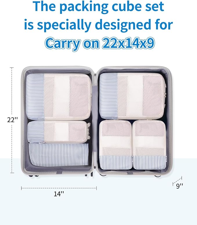 Narwey 6 Set/5 Set Compression Packing Cubes for Travel Kids Women Carry on, Packing Organizers Bag for Backpack Luggage Suitcase Duffle Bags
