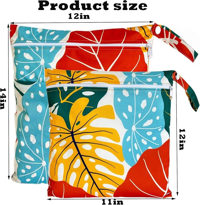 TRASUN Wet bag (Holiday Style, 2 pack, Leaf 1)
