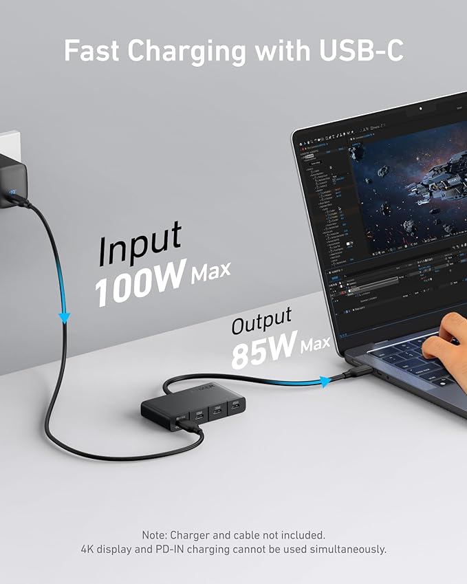Anker USB-C Hub, USBC to 4-Port USBC Adapter, Multiport USB C Splitter, USB 3.2 Display Hub with 100W Max PD & Max 10Gbps Fast Data Transfer for MacBook Pro, iPad, Surface Pro, Dell and More