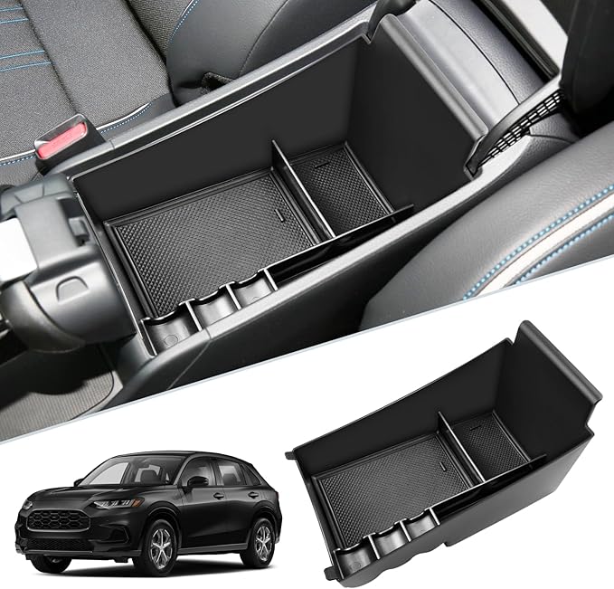 SKTU for 2024 2025 2026 2027 Honda HR-V Center Console Organizer 2023-2027 HRV Insert ABS Black Materials Tray Armrest Secondary Storage Box Honda HR-V 2024 2025 2026 2027 Accessories with Coin Holder