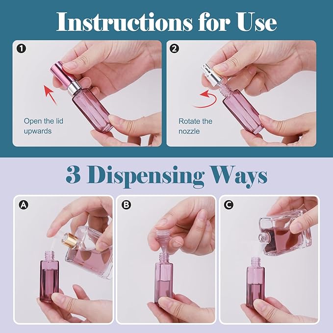 5 PCS Travel Perfume Bottle Refillable, 10ml Empty Mini Perfume Bottle Leakproof Perfume Atomizer Set for Travel, Cologne Bottle Portable Perfume Atomizer Refillable for Women and Men