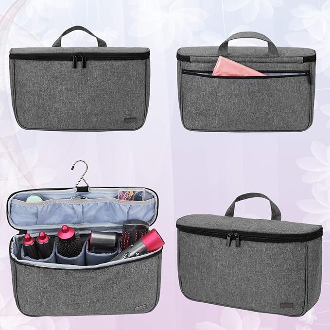Teamoy Travel Storage Bag Compatible with Dyson Airwrap Styler, Portable Travel Organizer for Airwrap Styler and Accessories, Top-Opened, Gray