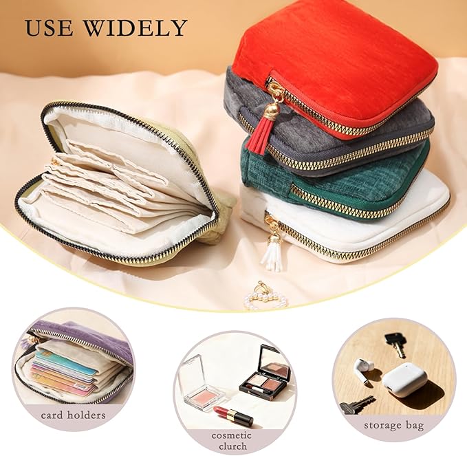 Small Jewelry Travel Case, Portable Travel Jewelry Organizer Soft Velvet Organizer Pouch Mini Travel Jewelry Bag with Zipper for Earring Crystal Bracelet Ring,Anti-Scratch(Royal Blue)