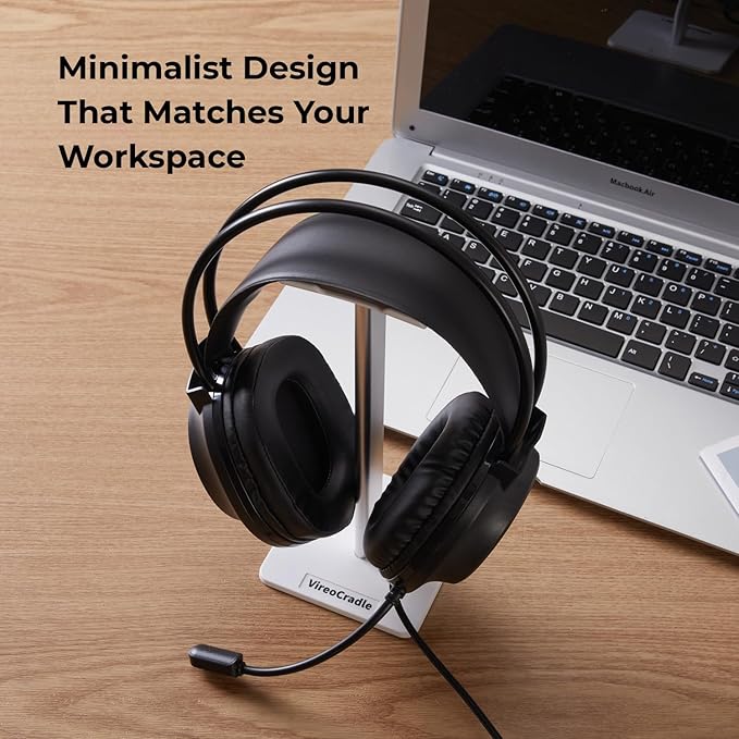 Headphone Stand for Desk - U Shaped Universal Headset Holder with Flexible Headrest, Sturdy Gaming Headphone Holder for Desk, Anti-Slip Base Headset Stand, Compatible with most Headphones (White)
