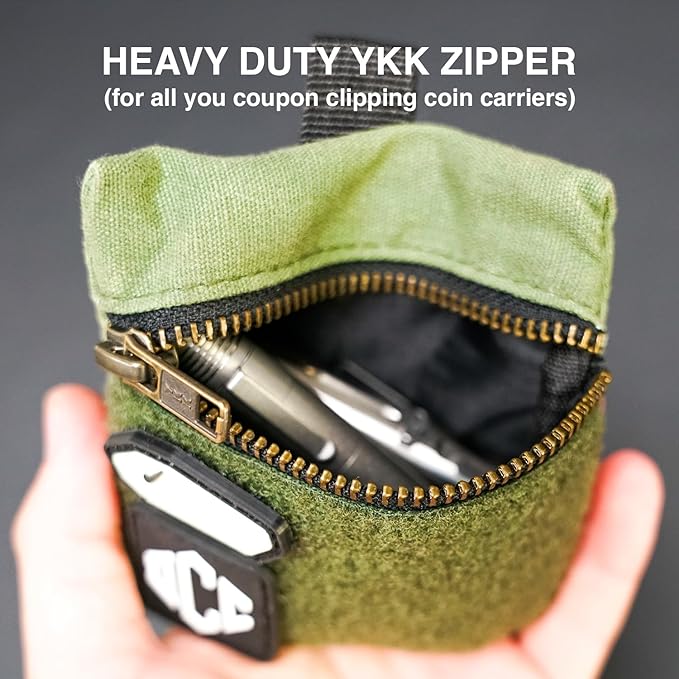 EDC Canvas Pouch (EDC Canvas Pouch, Pocket Organizer, Mighty Pouch for Men, EDC Bags with Velcro, Small Tool Pouch, Utility Pouch for Multitools, Waxed Compact Organizer