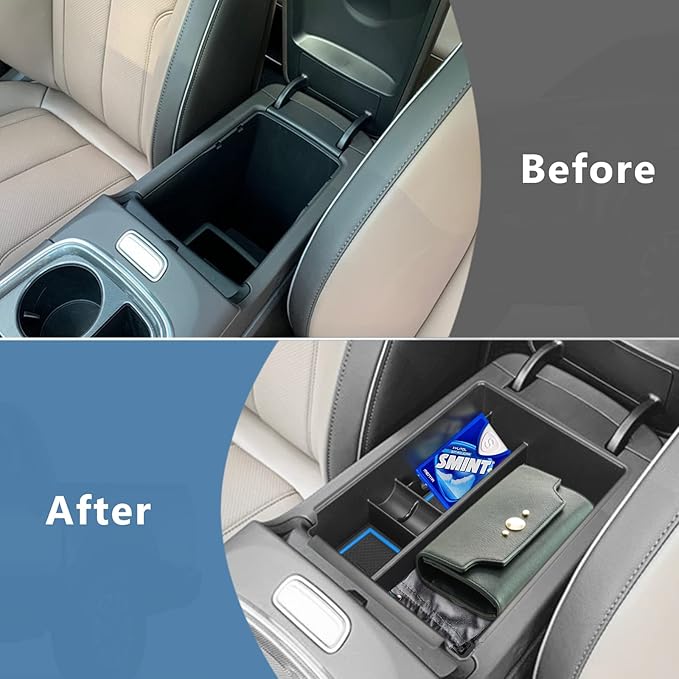POSAID Center Console Organizer for 2022 2023 2024 Hyundai Santa Cruz Center Console Armrest Tray for 2022 Hyundai Tucson NX4 Storage Box Insert Tray with Coin Holder, Blue Trim