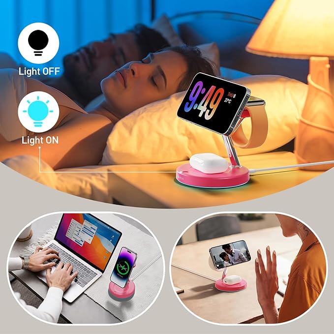 New 3 in 1 Charging Station for Apple Compatible with Magsafe Charger Stand for iPhone 17 16 15 14 13 12 Wireless Charging Station for AirPods Wireless Charger for iWatch Series