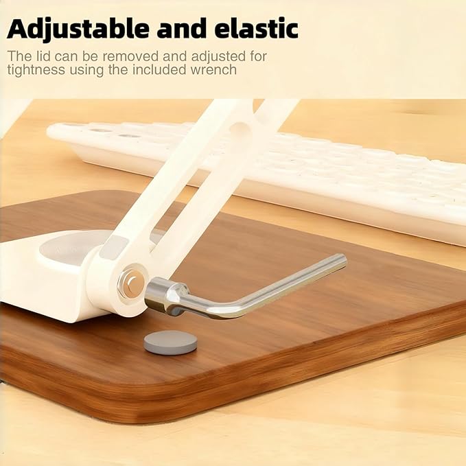 Ergonomic Adjustable Laptop Stand, Wooden & Metal Laptop Riser with Hollow Heat Dissipation, Foldable for Desk Use,Fits 10-17 Inch Laptops/Tablets
