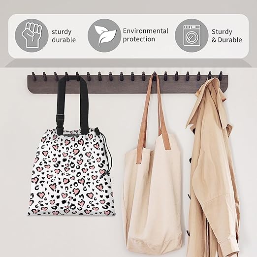 Car Trash Bag Large Hanging Can for Back of Seat, Cute Waterproof Car Garbage Bag for Vehicle, Travelling, Outdoor Pink Leopard Heart