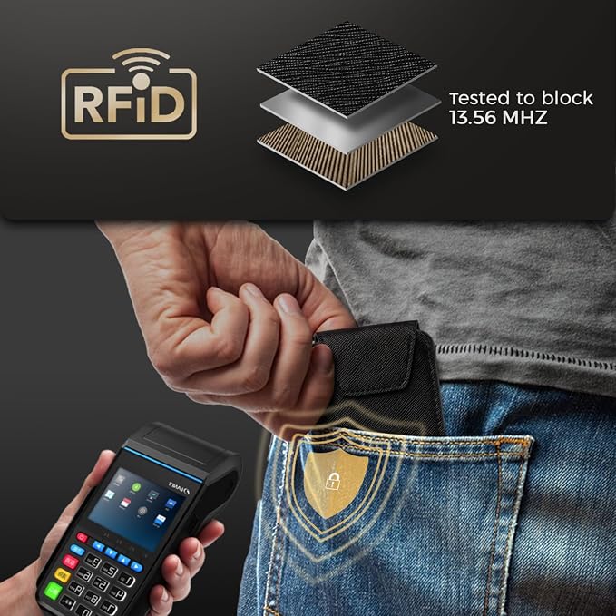 Zitahli Slim Wallet for Men Front Pocket – Thin Minimalist Credit Card Holder with Magnetic Closure & Elastic Cash Strap, RFID Blocking Wallet Holds up to 10 Cards & 15 Bills