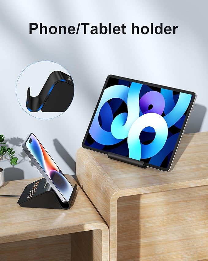 VHBW USB Charging Station 6 Ports, 35W Desktop Fast Charge Station for for Multiple Devices, Multi USB Nightstand Charger Station with Phone Stand (3A3C)