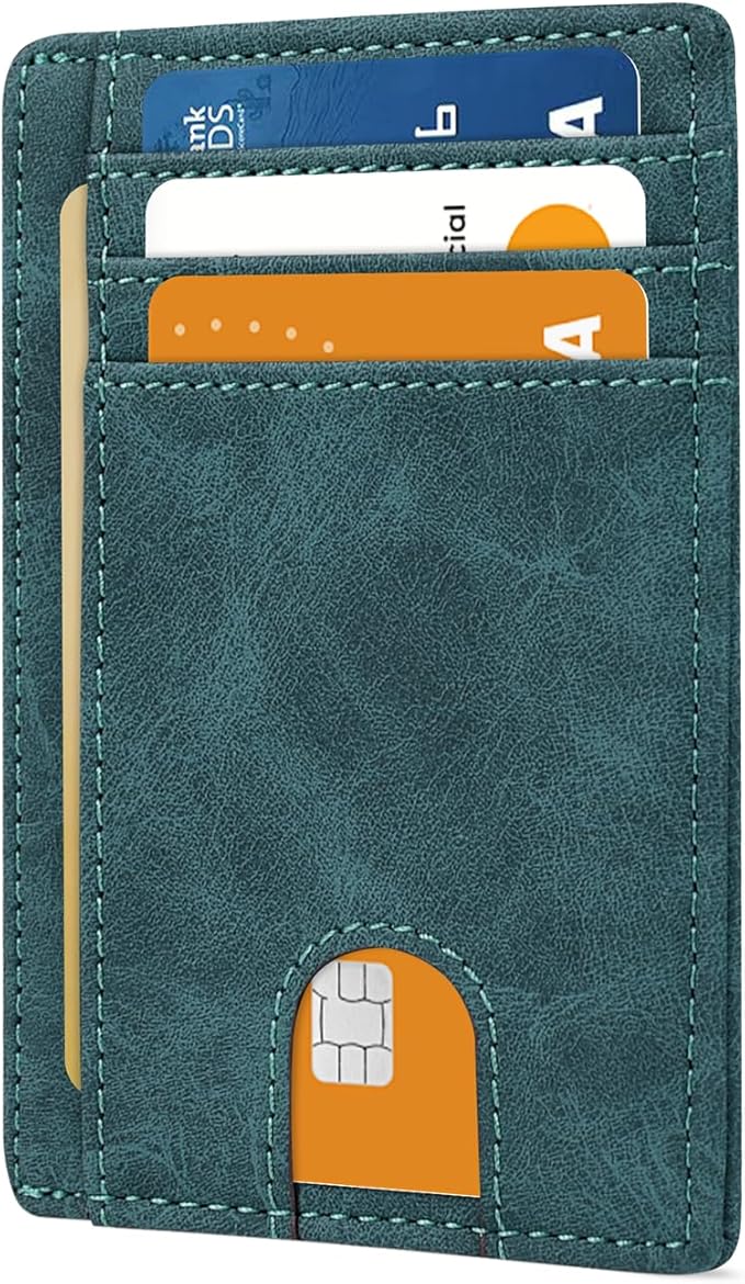 Slim Minimalist Wallet for Men,Front Pocket Wallet RFID Blocking Small Thin Credit Card Holder,ID Card Case Gift for Men Blue