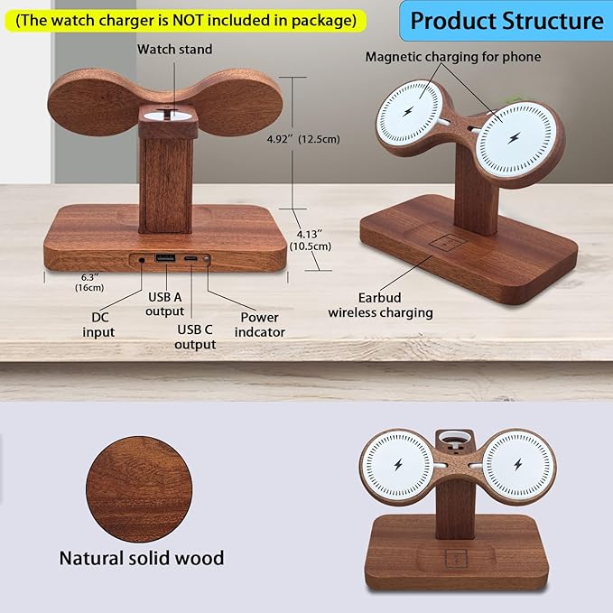 Dual Phone Charging Station Compatible with Magsafe Charger Stand Magnetic Wireless Charger for iPhone 17 16 15 14 13 12 Series iWatch AirPods Wireless Charging Station for Multiple Devices