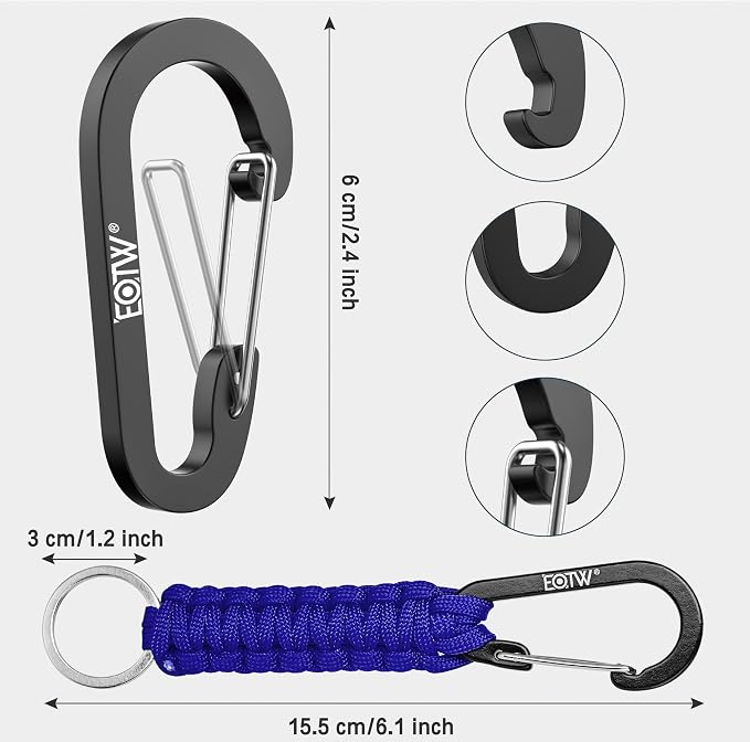 EOTW Carabiner Keychain,Paracord Keychain Small Aluminum Clip D Ring for Camping, Hiking, Fishing, Or As A Key Organizer