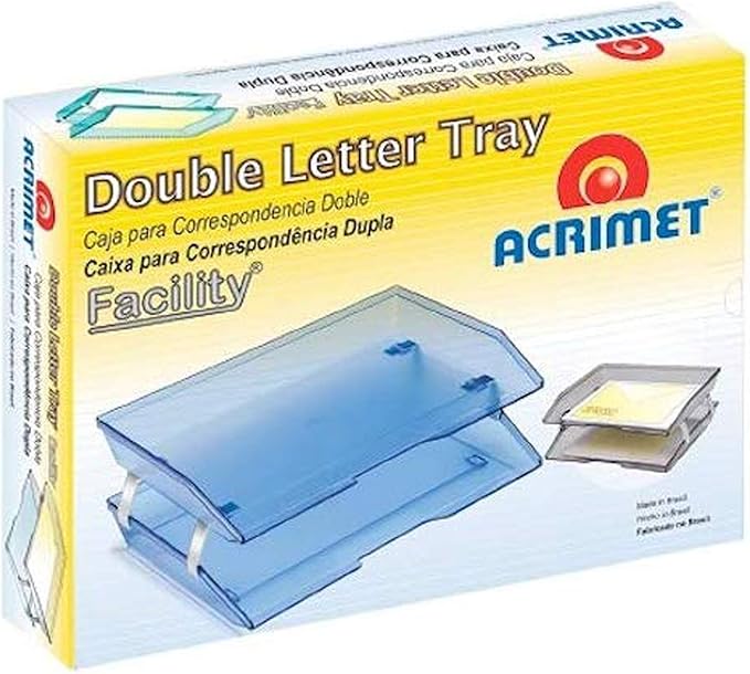 Acrimet Facility 2 Tier Letter Tray, Side Load, Letter Size/A4, Desktop File Organizer, Plastic (Black Color)