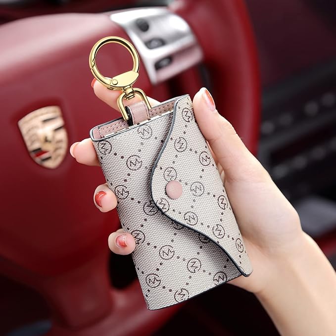 GOLF SUPAGS Women PVC Leather Car Key Chain Card Holder Wallet Pouch 6 Hook Snap Closure keys Money Organizer Case | Card Holder, 6 Hook, Snap Closure, keys, Money Organizer, Case