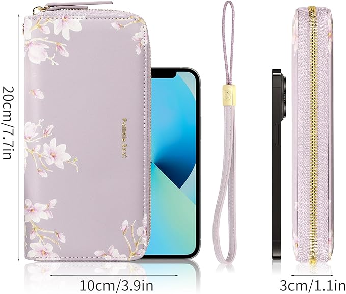 Pomelo Best Womens Wallet RFID Blocking Leather Multi Credit Card Large Capacity Wristlet Zip Around Long Wallets for Lady
