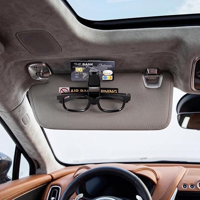 Boao 4 Pcs Sunglasses Holders for Car Sun Visor, Glasses Ticket Card Clip Mount Hanger, Double-Ends Clip 180 Degree Rotational Car Visor Accessories(Black)