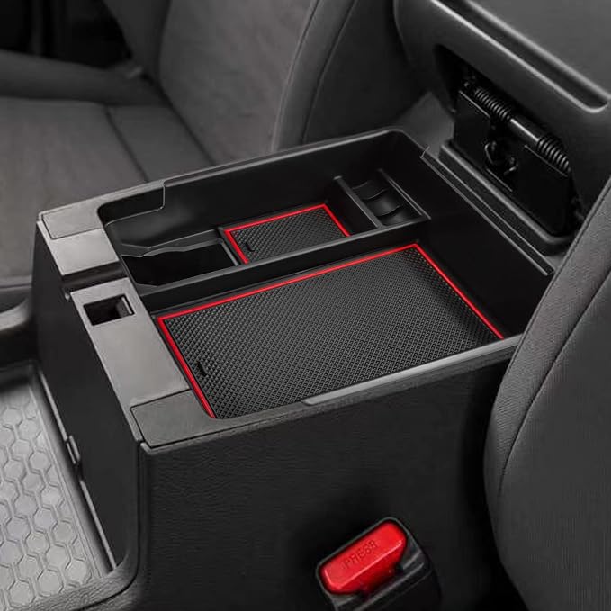 Center Console Organizer Fit Nissan Frontier 2022-2026, Red Trim | Compatible with Frontier 2022 2023 2024 2025 2026, Pickup Truck Armrest Secondary Storage Box, ABS Insert, Glove Box Tray