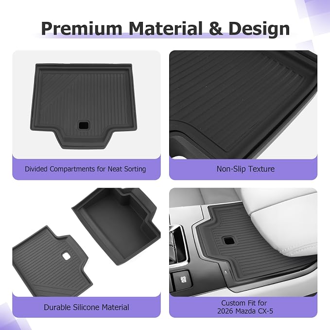 LUWU 2026 Mazda CX5 Wireless Charging Hidden Box for 2026 Mazda CX-5 Accessories CX 5 2026 Center Console Organizer Armrest Console Storage Box Insert Tray ABS Material Black Coin Container