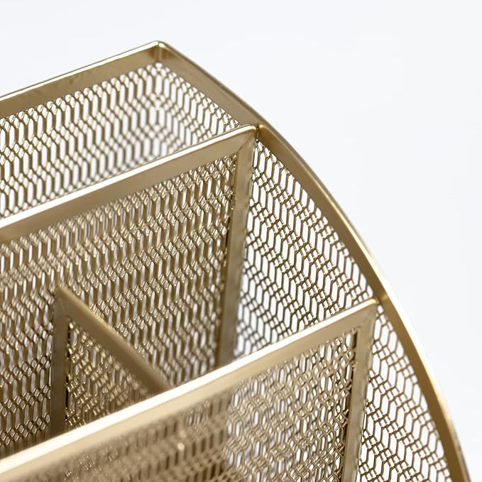 BLU MONACO | Gold Desk Organizer with Drawer | Metal Desktop Caddy with Six Compartments for Office Supplies | Stylish Desk Organizers and Accessories for Home or Office