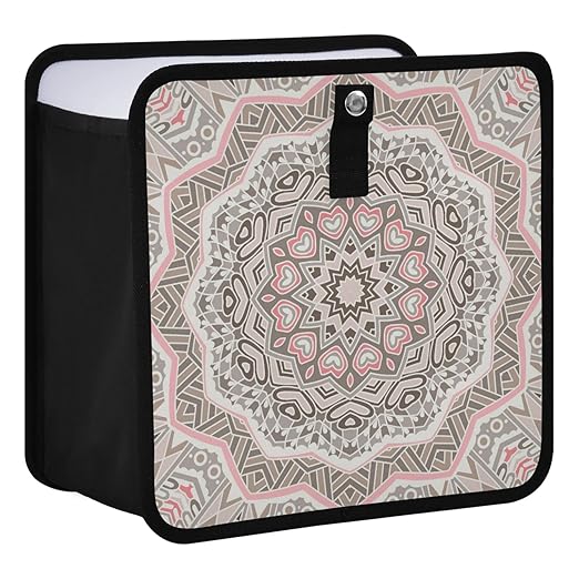 Boho Mandala Pink Car Trash Can, Foldable Hanging Car Trash Bag, Small Waterproof Car Accessories Garbage Bin