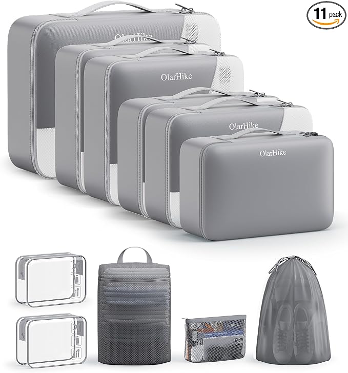 OlarHike 11 Set Packing Cubes for Travel, Gifts for Women Mom,Anti-Tearing Suitcase Organizer with Over 1000 pcs Mesh Holes,Vacation Essentials & Accessories for Cruise Ship