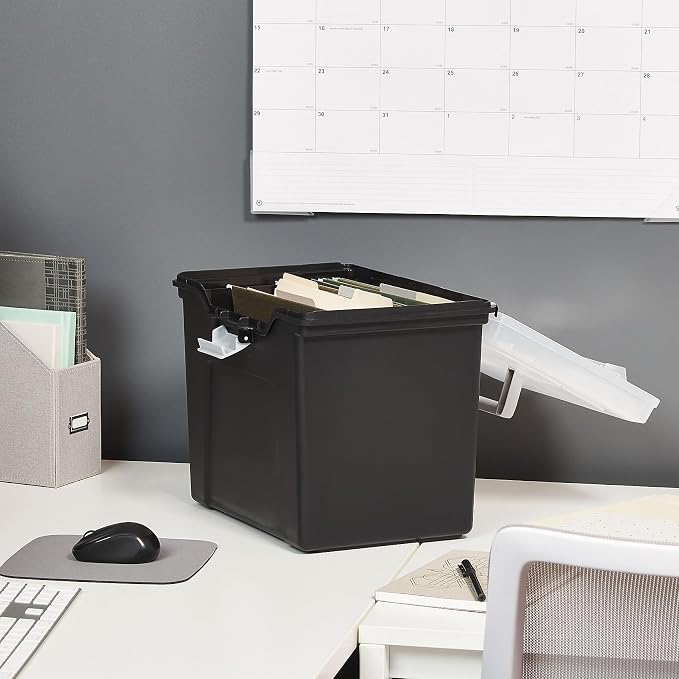 STAPLES File Box File Portable Tote, Letter Size, Black, 4/Carton