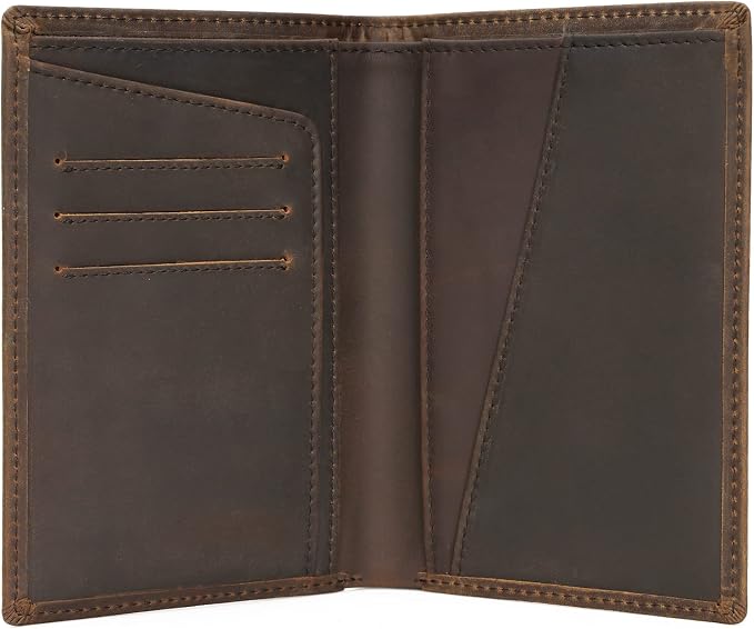 Polare Functional RFID Blocking Leather Passport Holder Travel Bifold Wallet For Men