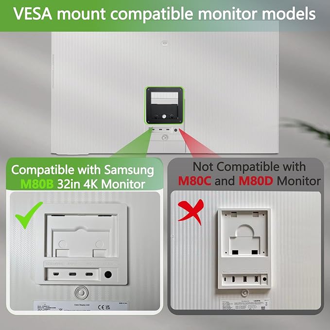 M80B Vesa Mount Adapter Compatible with Samsung M8 Series 32in 4K Monitor for 32M80B, 32BM80, LS32BM801，LS32BM80B，LS32BM80G，LS32BM80P ï¼?022 Model（Not Compatible with 2023 M80C and M80D）Monitor Stands