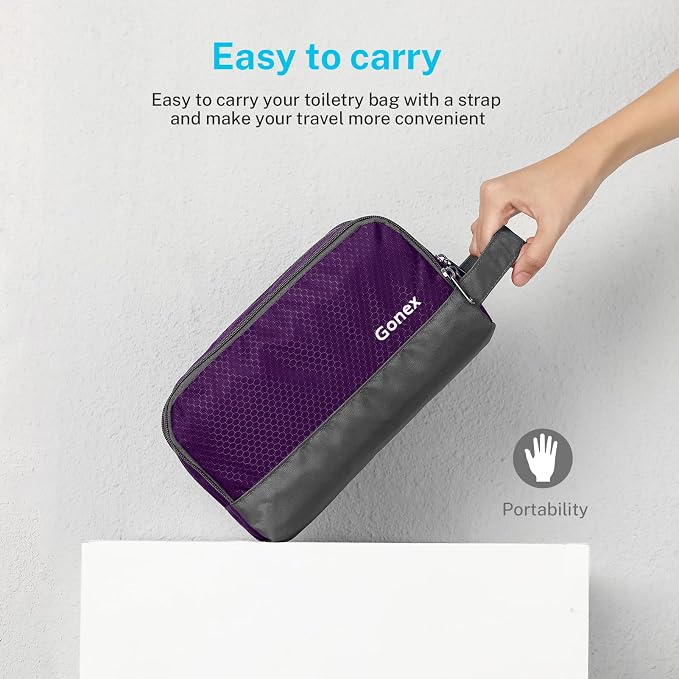 Gonex Travel Toiletry Bag Nylon, Shaving Bag Toiletry Organizer Deep Purple