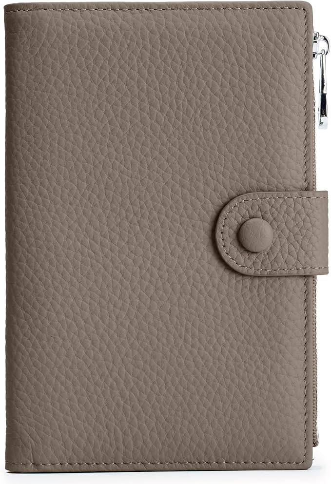 Leather Passport Holder for Travel Women, RFID Passport Wallets, Compact Travel Wallet with Zippered Coins Pocket and SIM Slots, Ladies Passport Cover